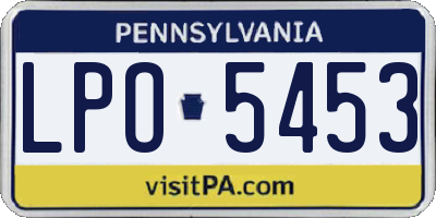 PA license plate LPO5453