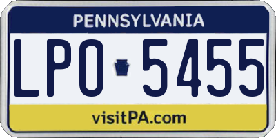 PA license plate LPO5455