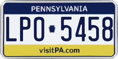 PA license plate LPO5458