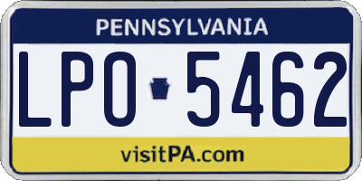 PA license plate LPO5462