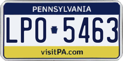 PA license plate LPO5463