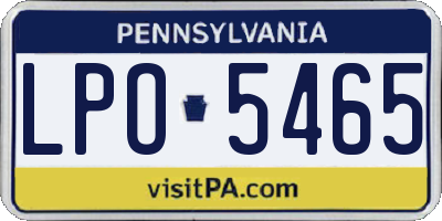 PA license plate LPO5465
