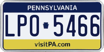 PA license plate LPO5466