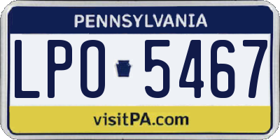 PA license plate LPO5467