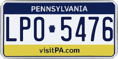 PA license plate LPO5476