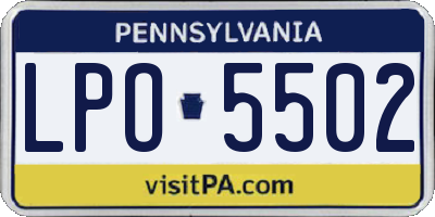 PA license plate LPO5502
