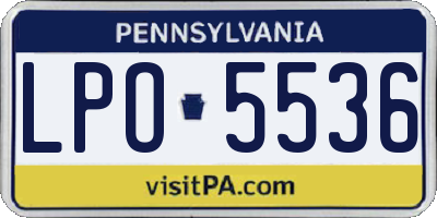 PA license plate LPO5536