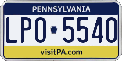 PA license plate LPO5540