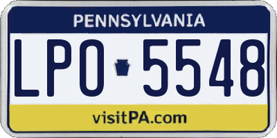 PA license plate LPO5548