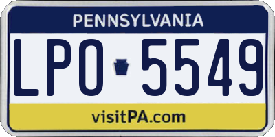 PA license plate LPO5549