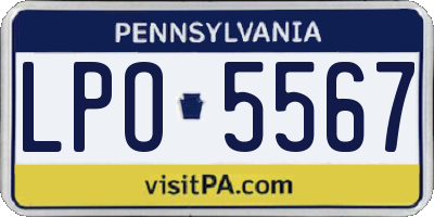 PA license plate LPO5567