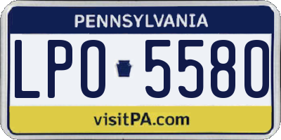 PA license plate LPO5580
