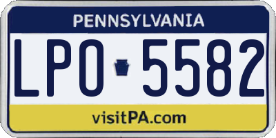 PA license plate LPO5582