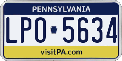 PA license plate LPO5634