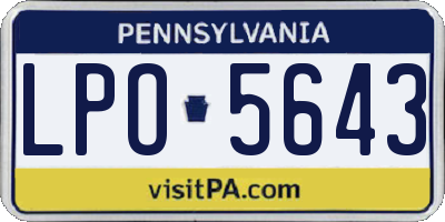 PA license plate LPO5643