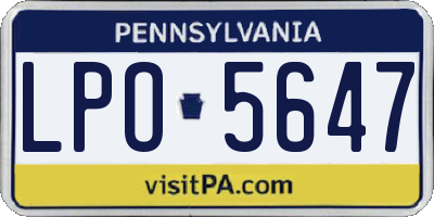PA license plate LPO5647