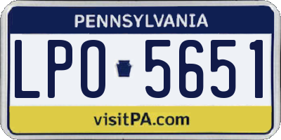 PA license plate LPO5651
