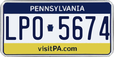 PA license plate LPO5674