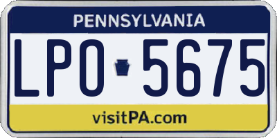 PA license plate LPO5675