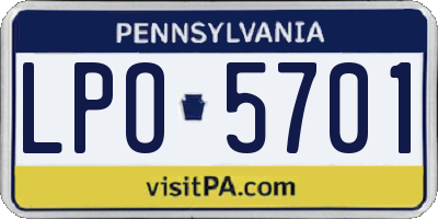 PA license plate LPO5701