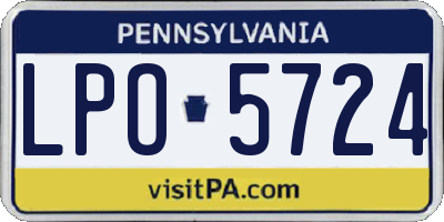 PA license plate LPO5724