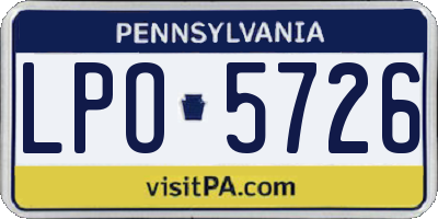 PA license plate LPO5726