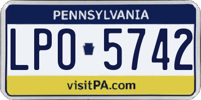 PA license plate LPO5742