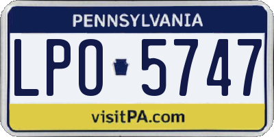 PA license plate LPO5747