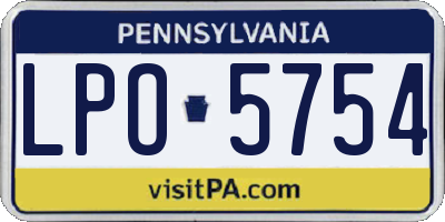 PA license plate LPO5754