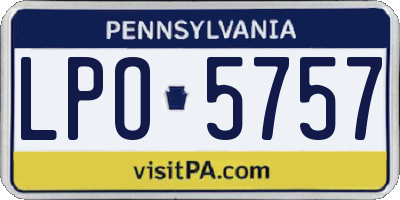 PA license plate LPO5757