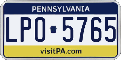 PA license plate LPO5765