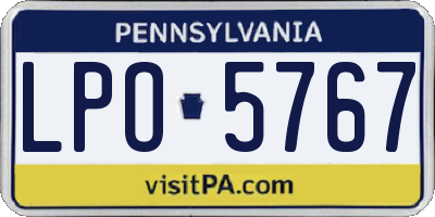 PA license plate LPO5767
