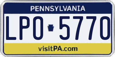 PA license plate LPO5770