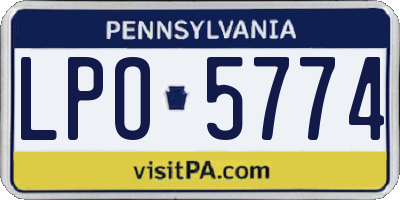 PA license plate LPO5774