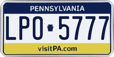 PA license plate LPO5777