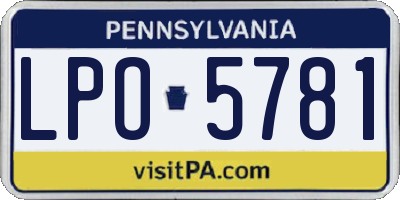 PA license plate LPO5781