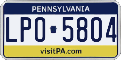 PA license plate LPO5804