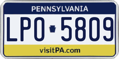 PA license plate LPO5809