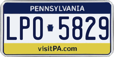 PA license plate LPO5829