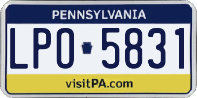PA license plate LPO5831