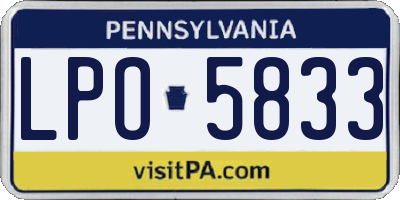 PA license plate LPO5833
