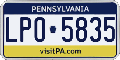PA license plate LPO5835