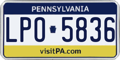 PA license plate LPO5836
