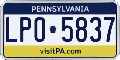 PA license plate LPO5837