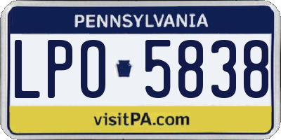 PA license plate LPO5838