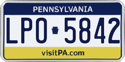 PA license plate LPO5842