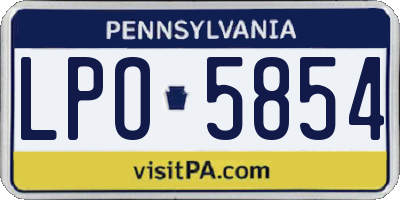PA license plate LPO5854