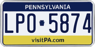 PA license plate LPO5874