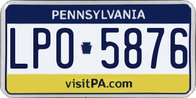 PA license plate LPO5876