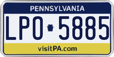 PA license plate LPO5885